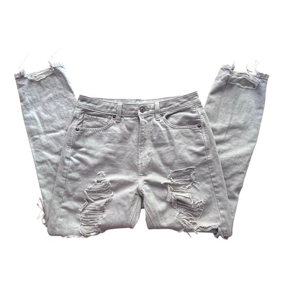 American Eagle Denim - AMERICAN EAGLE x Jeans Womens 6 Long Gray Mom High Rise Stretch Light Wash sz 6